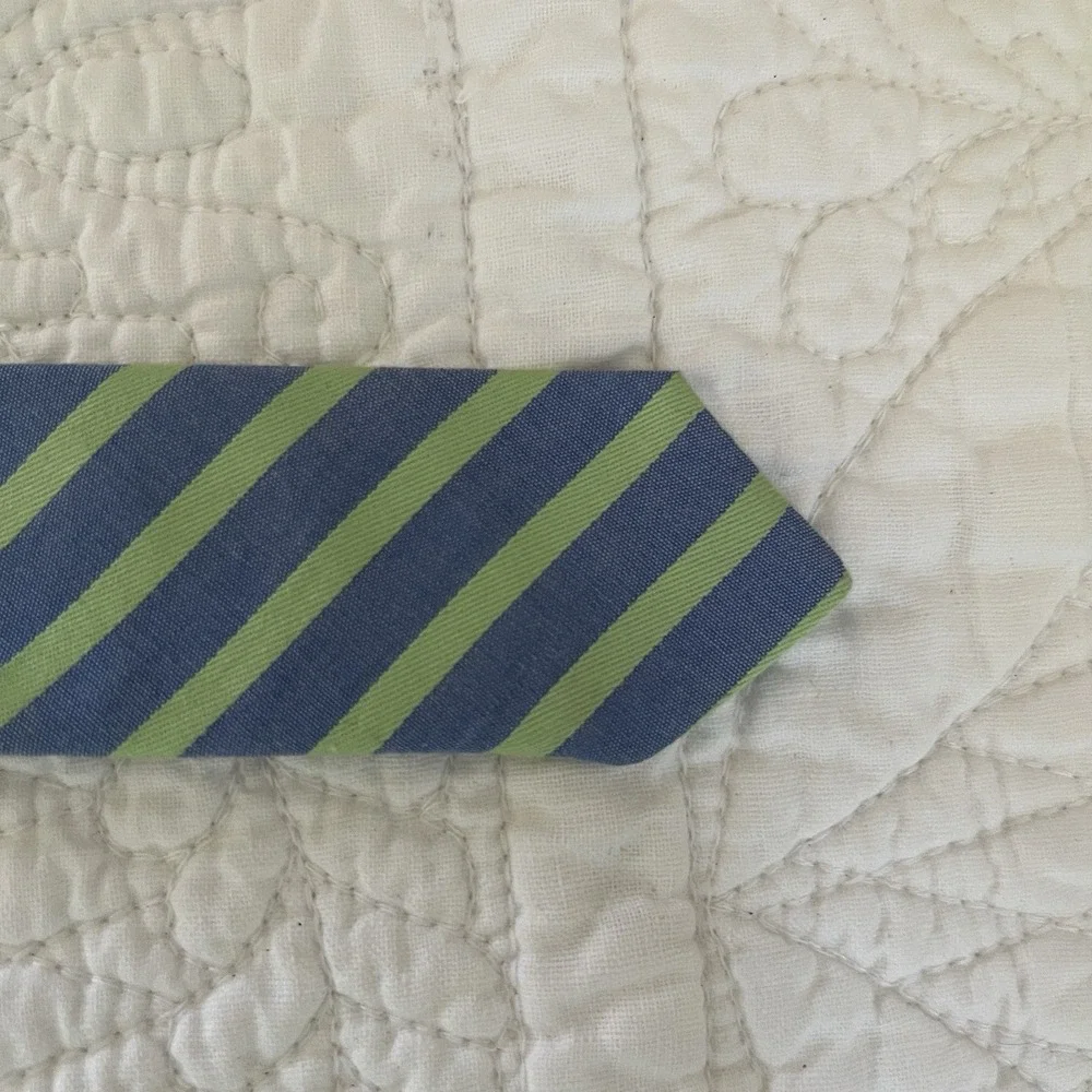 J Crew D Ring Green Blue Ribbon‎ Belt S/M 100% Cotton 42